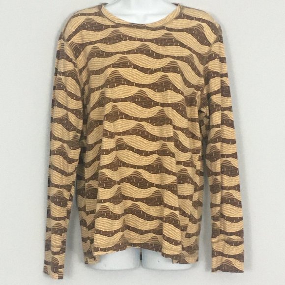 Columbia Tops - Columbia Womens XL Brown & Tan Cotton Blend Long Sleeve Lightweight Pullover Top